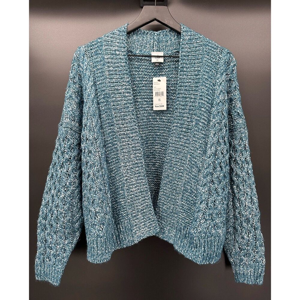 CABI Astral Knit Fisherman Chunky Cardigan Celestial Blue Size XS